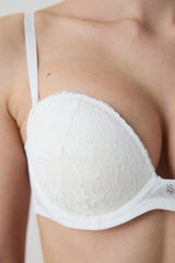 Heart Sequin Lace Off White Bra