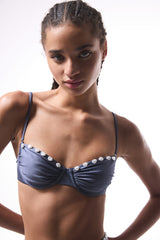 Seashell Gray Underwire Bikini Top - Gamze Erçel Collection