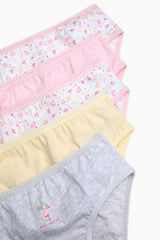 Girls Sweet Heart Multicolored 5-Pack Slip Panties