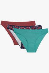 Cheerful Floral Patterned Normal Waist 3-Pack Panties