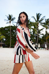 Shay Striped Ethnic Pattern V-Neck Oversize Kimono