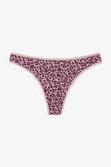 Floral Patterned Quiet Rose Normal Waist 3-Pack Cotton Thong Panties