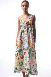 Ila Floral Patterned Maxi V-Neck Beach Dress