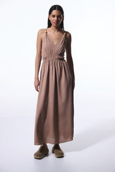 Light Brown Anika Linen Dress