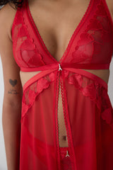 Heart Detailed Red Babydoll - Penti Loves Paris Collection