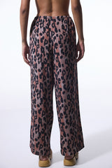 Clove Leopard Patterned Tie Detail Trousers