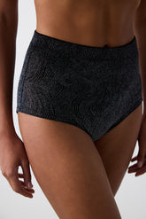 Shinny Velvet High Waist Black Slip Panties