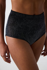 Shinny Velvet High Waist Black Slip Panties