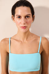 Perla Strapless Textured Light Blue Bikini Top