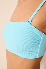 Perla Strapless Textured Light Blue Bikini Top