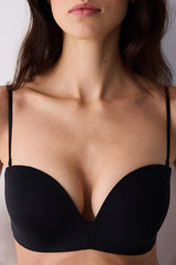 Push Up Wireless U Wire Deep Beige Low-cut Bra