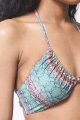 Snake Patterned Aida Reverse V Bikini Top