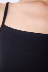 Black Square Neck Adjustable Strap Tank Top