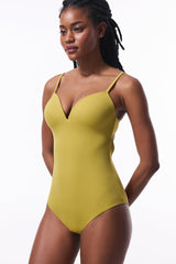 Oil Green Fixed Padded Miss Swimsuit
