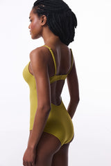 Oil Green Fixed Padded Miss Swimsuit