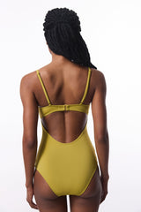 Oil Green Fixed Padded Miss Swimsuit