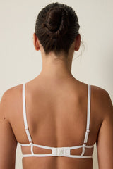 Off White Embroidered Underwire Non-Padded Half Cup Bra