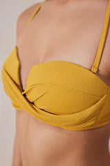 Amar U Twist Textured Yellow Bikini Top