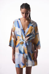 Misty Ethnic Pattern V-Neck Oversize Kimono