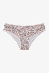 Cute Flower Floral Patterned Low Waist 3-Pack Slip Panties