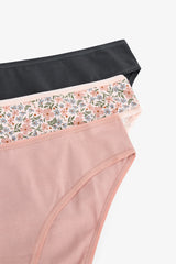 Cute Flower Floral Patterned Low Waist 3-Pack Slip Panties