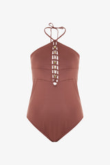 Light Brown Astrid Macrame Beaded Swimsuit