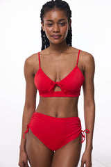 Red High Fashion High Waist Bikini Bottom