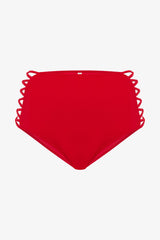 Red High Fashion High Waist Bikini Bottom
