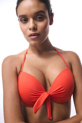 Coral Halter Neck Push Up Underwire Bikini Top