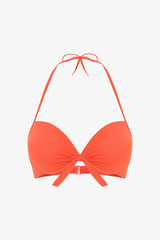 Coral Halter Neck Push Up Underwire Bikini Top