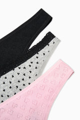 Sweet Heart Cotton 3-Pack Pointel Multicolored Thong Panties