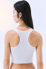Removable Padded Racer Back Crop Light Grey Top - Stitch Collection