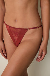 Burgundy Medium Waist Satin High Cut Brazilian Panties