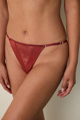 Burgundy Medium Waist Satin High Cut Brazilian Panties