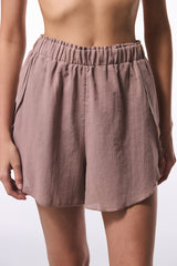 Beige Peek Mini Shorts