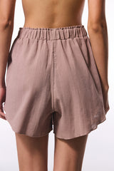 Beige Peek Mini Shorts