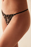 Floral V Shaped Black Thong