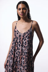 Clove Leopard Print V-Neck Maxi Dress