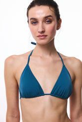 Petrol Color Triangle Bikini Top