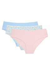 Floral Patterned Dream Flower Normal Waist 3-Pack Hipster Panties