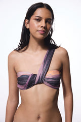 Nixie Striped One Shoulder Bikini Top