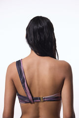 Nixie Striped One Shoulder Bikini Top