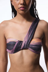 Nixie Striped One Shoulder Bikini Top