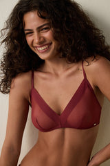 Mesh Detailed Non-wired Uncapped Triangle Bra