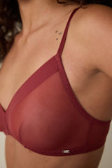 Mesh Detailed Non-wired Uncapped Triangle Bra