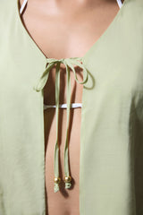 Light Green Mindy Tie Detail V Neck Oversize Kimono