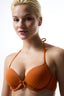 Orange Halter Neck Push Up Bikini Top