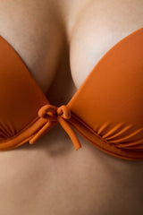 Orange Halter Neck Push Up Bikini Top