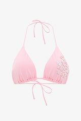 Pink Pearl Triangle Bikini Top - Gamze Erçel Collection