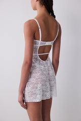Deep Decollete Stoned Off White Nightgown